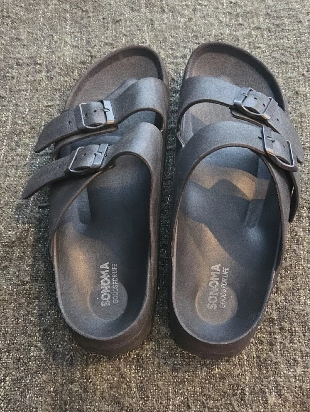 Sonora Black Double Buckle Slide Sandals